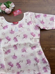 T253 Pink Floral Silk Kurta
