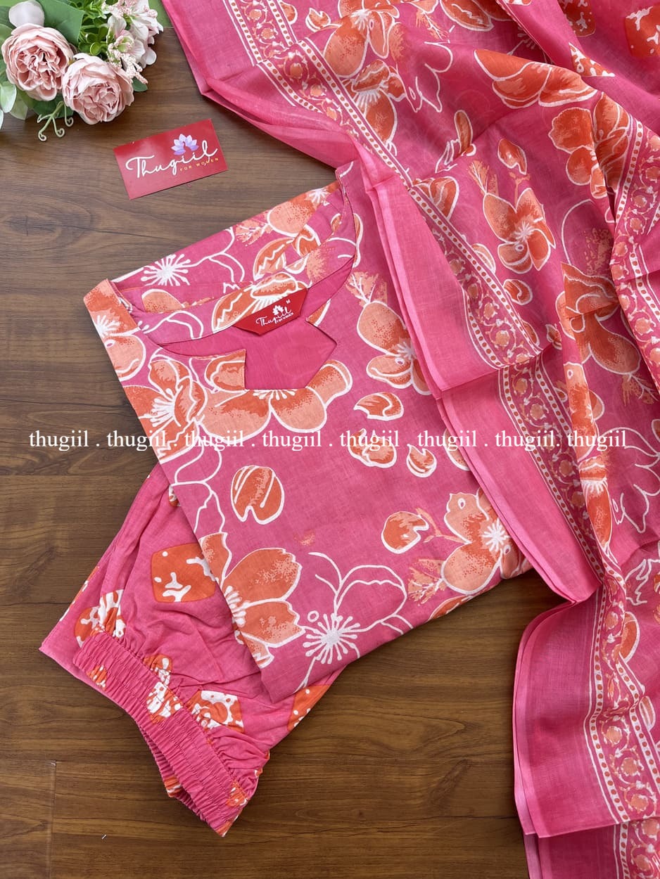 T250 Ready To Dispatch - Pink Soft Cotton Kurta Set