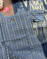 T268 Indigo Grey Kurta Set (Top - Dupatta)