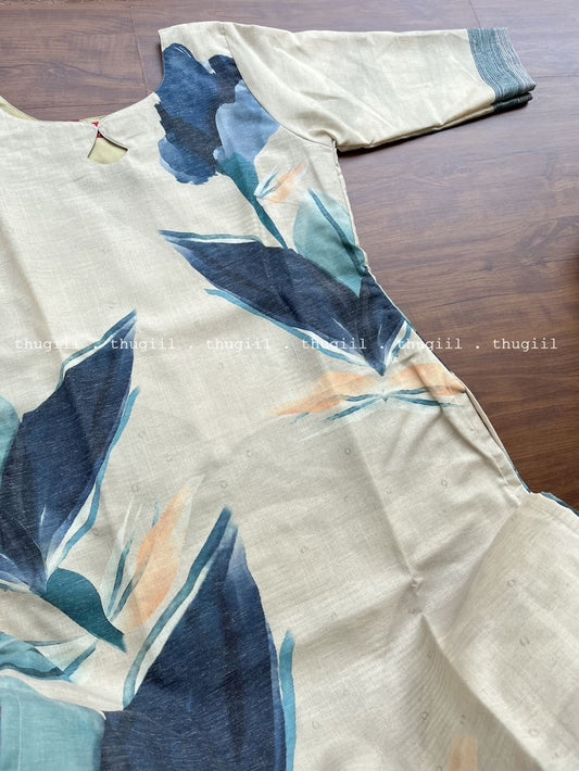 T279 Beige Floral Kurta (pre order 15-20 days)