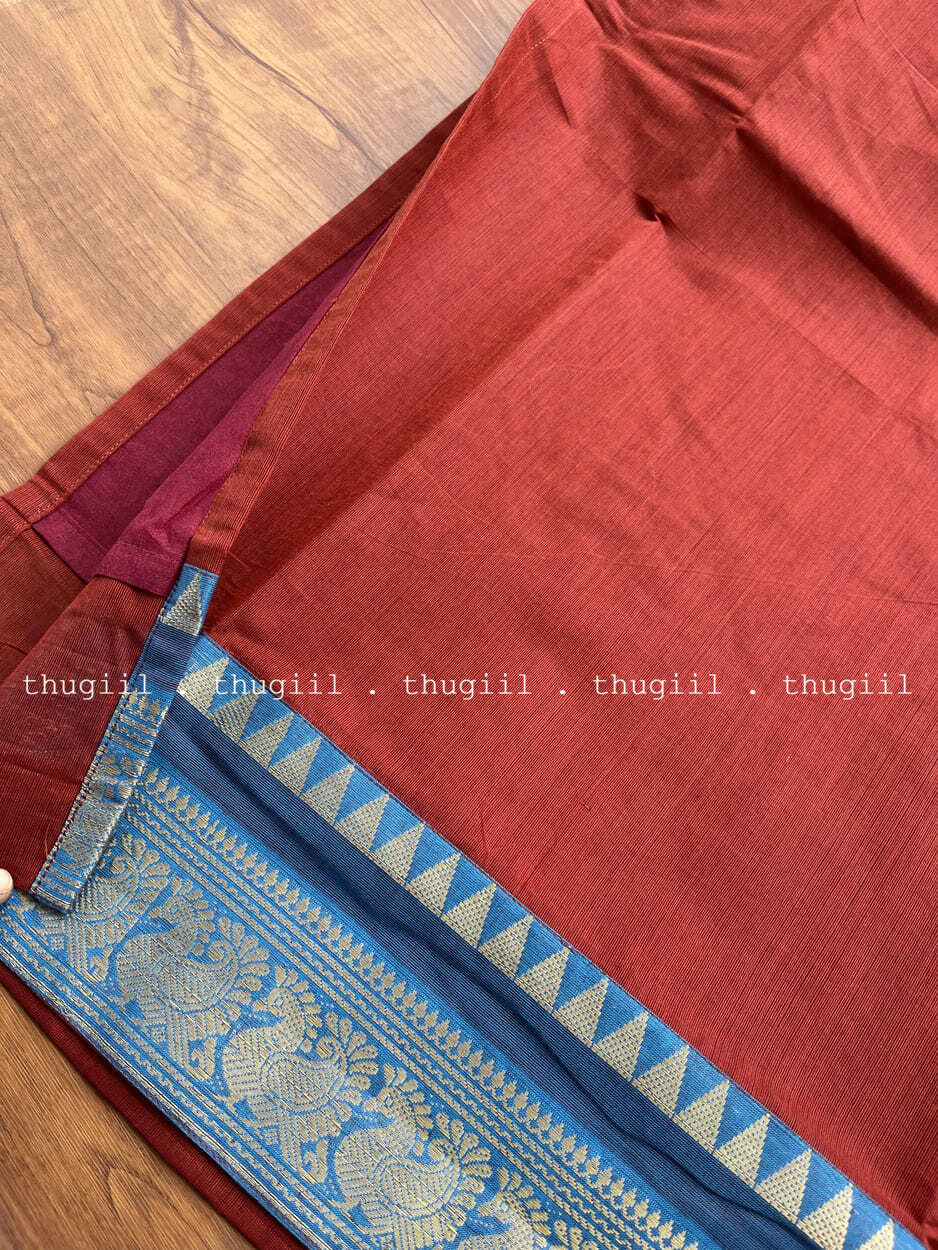 T330 Maroon Chettinad Cotton Kurta Set (Top-Dupatta)