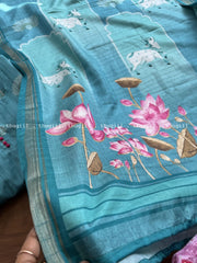 T273 Blue Pichwai Kurta Set