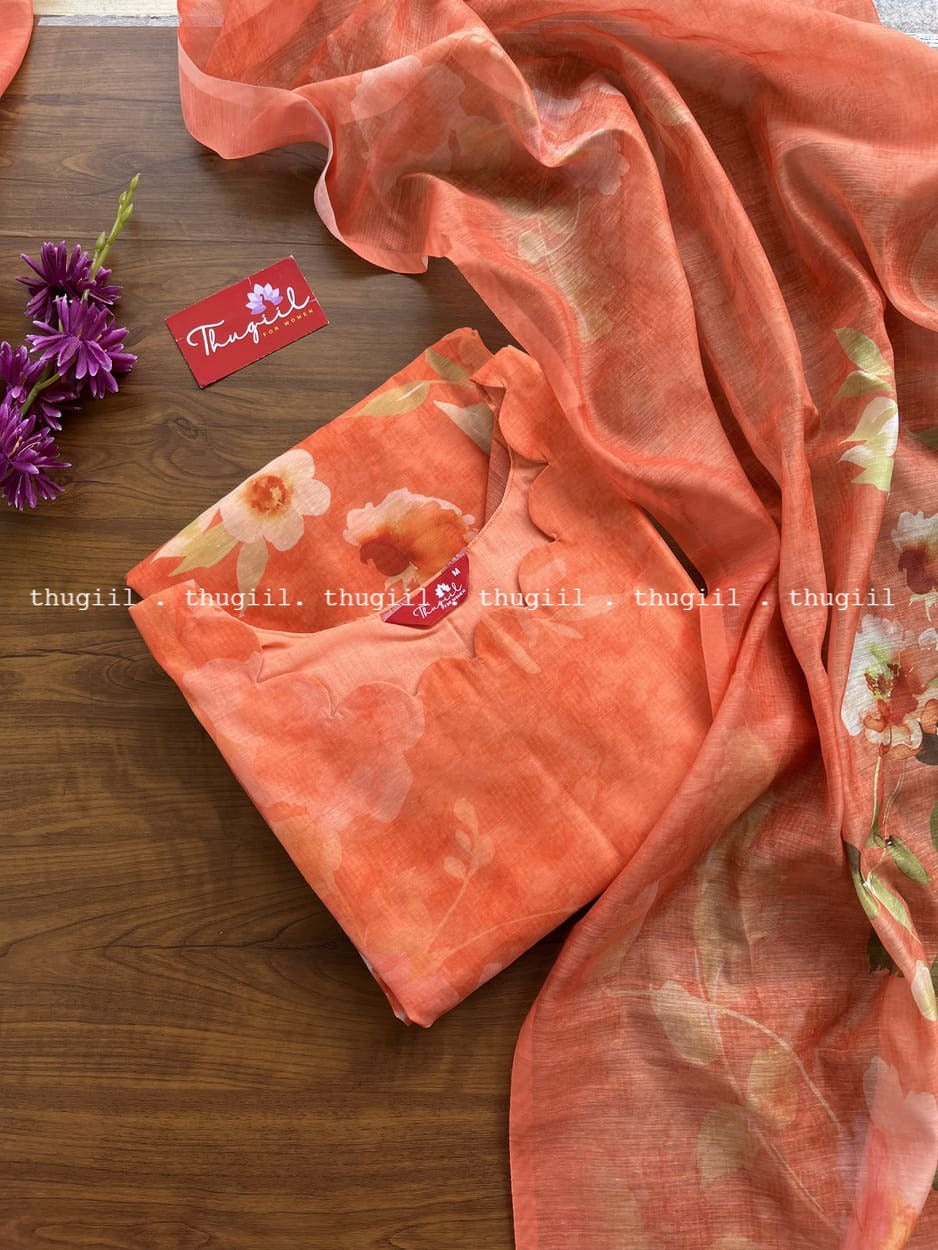 T272 Fanta Blossom Kurta Set (Top - Dupatta)