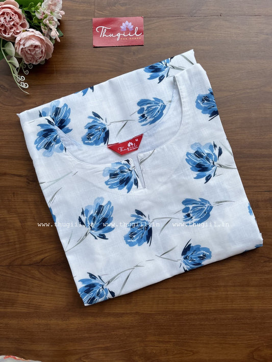 T309 Floral Soft Linen Kurta