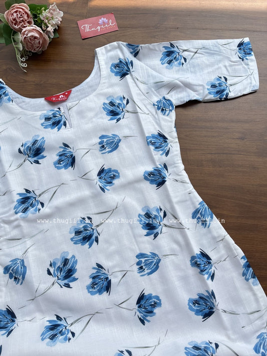 T309 Floral Soft Linen Kurta