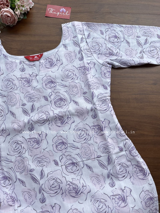 T310 Floral Soft Linen Kurta