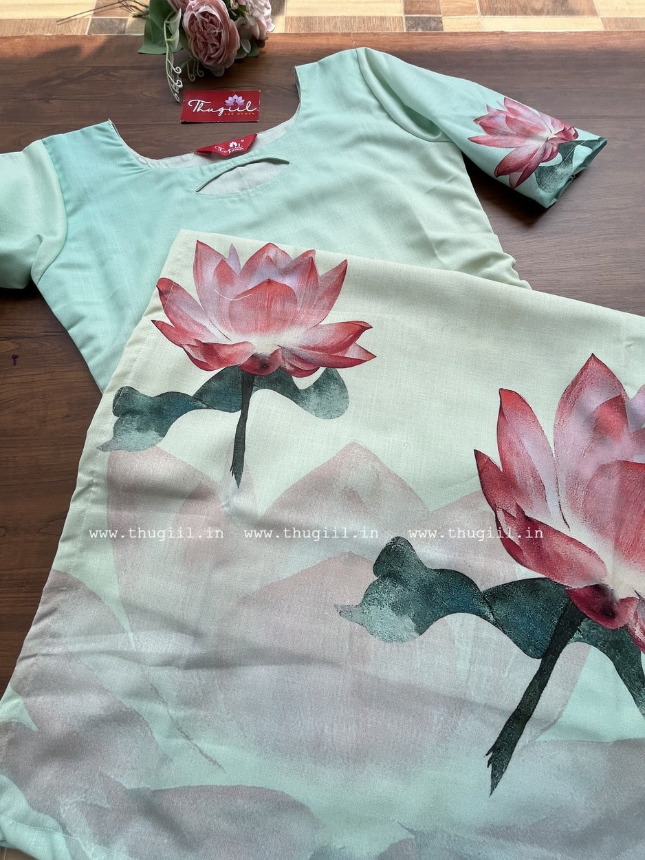 T311 Lotus Mist Kurta Set (Top-Dupatta)