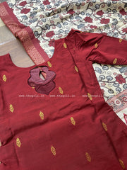 T324 Maroon Raw Silk Kurta Set