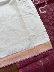 T318 Cream & Wine Kurta Set (Top-Dupatta)