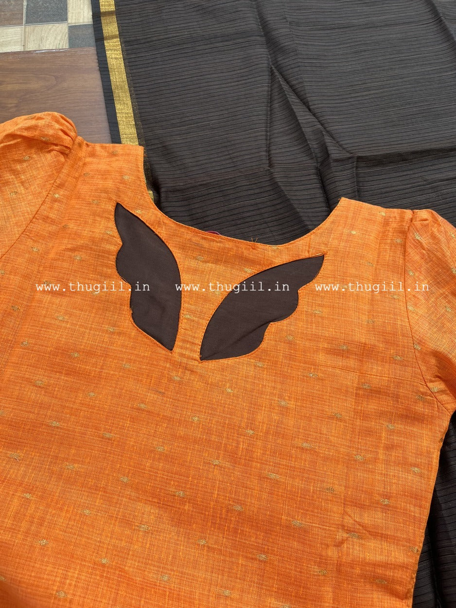 T316  Coffee Edit Kurta Set (Top-Dupatta)