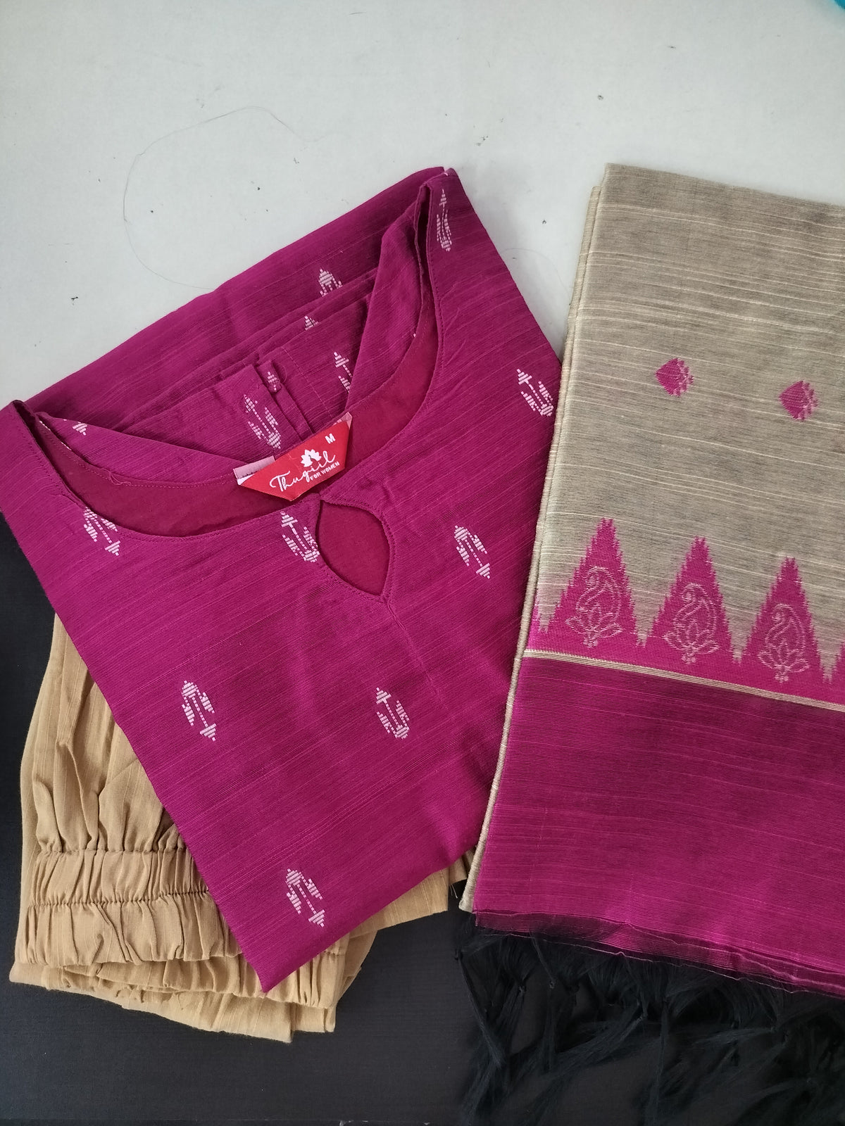 AS169 Raw Silk Silk Kurta Set (Top Pant Dupatta)