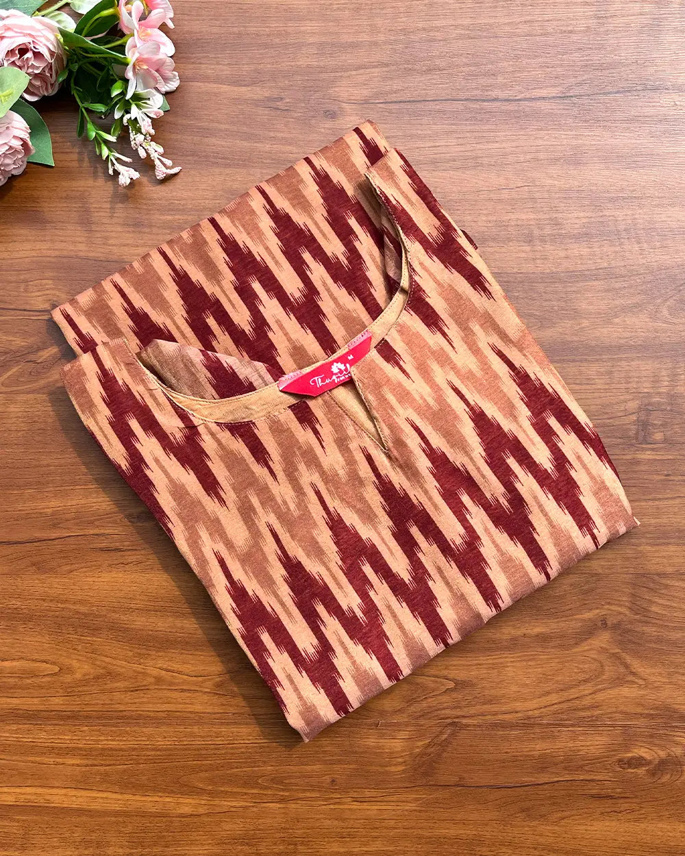 T215 Maroon Chanderi Kurta