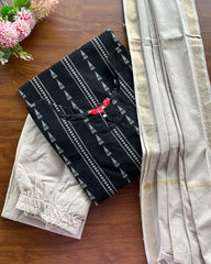 T176 Black Mist Handloom Cotton Kurta Set