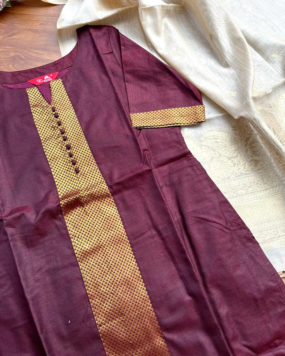 T231 Ready to Dispatch - Maroon Handloom Cotton Kurta Set