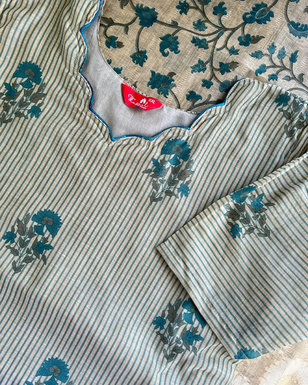 T080 Luxe - Teal Chanderi Jecard Kurta Set