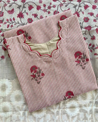 T079 Luxe - Red Chanderi - Floral jecard kurta set