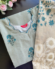 T080 Luxe - Teal Chanderi Jecard Kurta Set