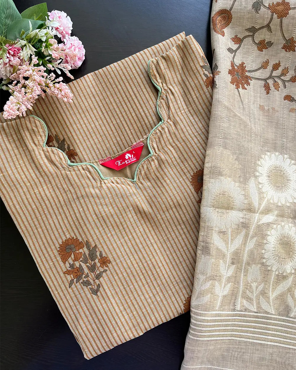 T081 Luxe - Mustard Chanderi Jecard Kurta Set