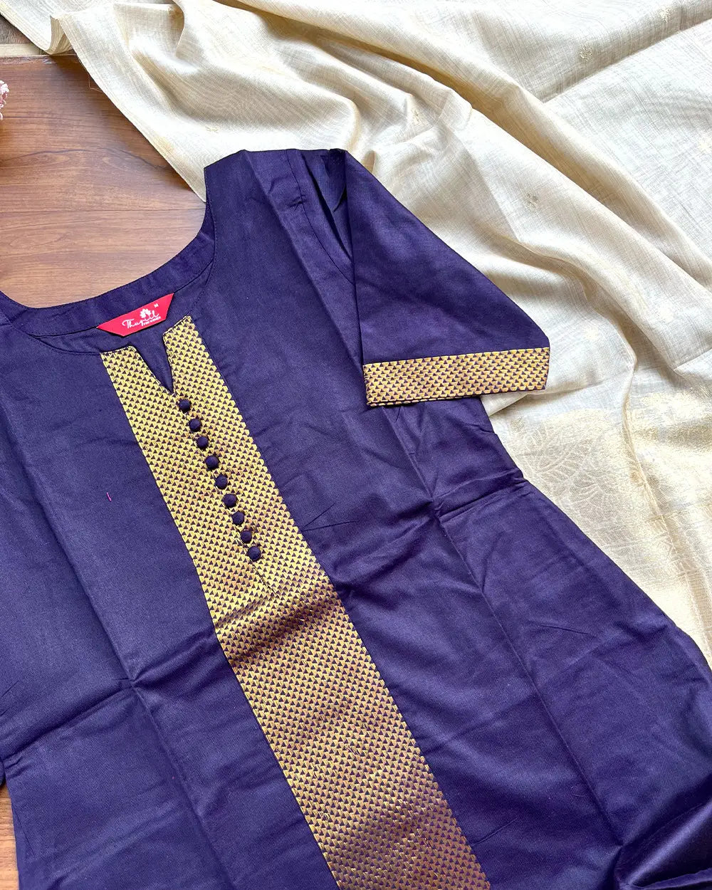 T232 Ready to Dispatch - Dark Violet Handloom Cotton Kurta Set