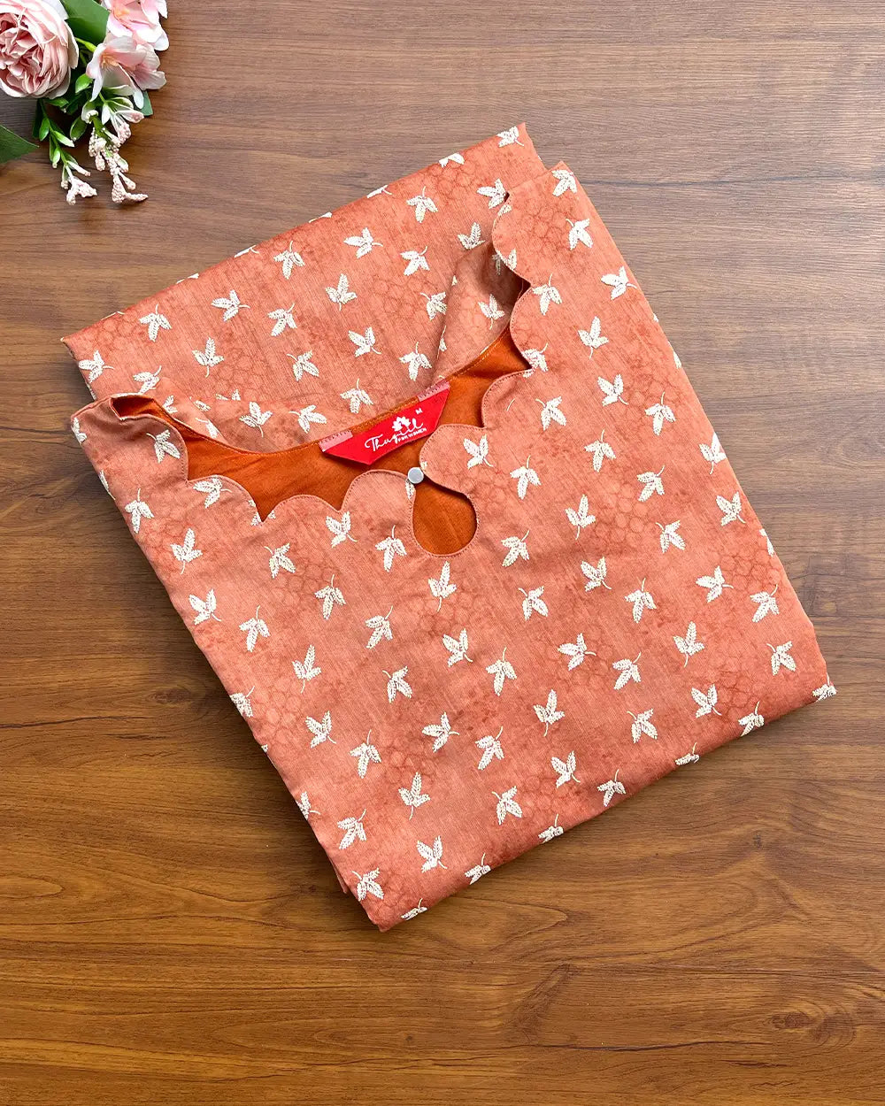 T208 Soft Coral Kurta