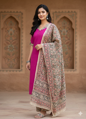 T179 Kalamkari Cotton Kurta Set