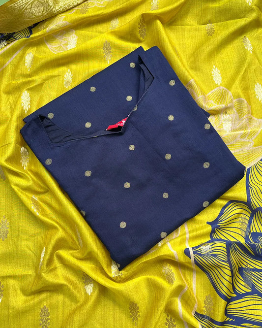 T212 Sapphire Elegance Silk Kurta Set (Top-Dupatta )