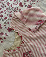 T079 Luxe - Red Chanderi - Floral jecard kurta set