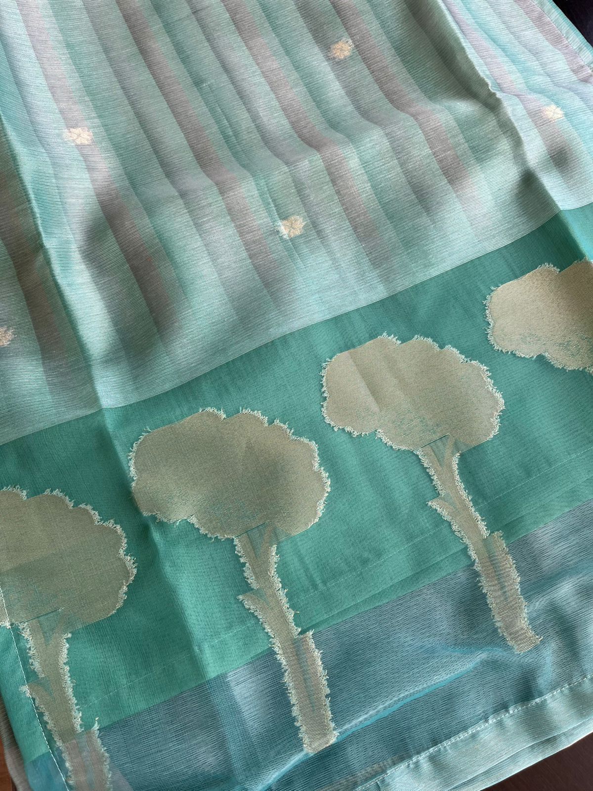 T077 Turquoise Soft Tissue Silk Kurta Set