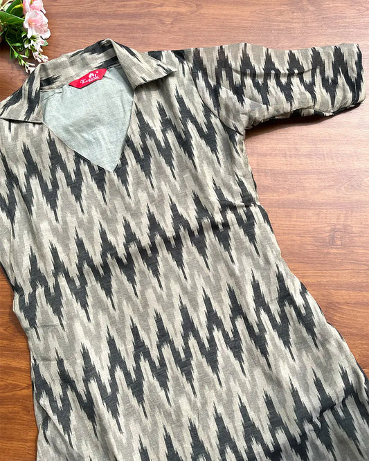 T214 Grey Chanderi Kurta