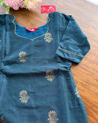 T203  Teal Gold Elegance Kurta Set (Top - Dupatta)