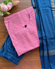 T174 Pink Handloom Cotton Kurta Set