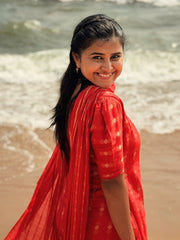 T270 Red Lady Kurta Set