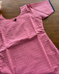 T174 Pink Handloom Cotton Kurta Set