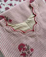 T079 Luxe - Red Chanderi - Floral jecard kurta set