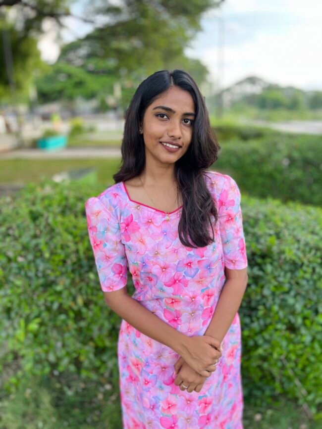 TK021 Pink Floral Cotton Kurta - Image 2