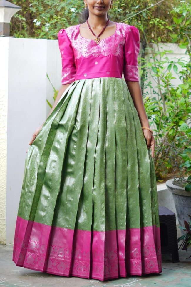SEMI SILK PLEATED MAXI