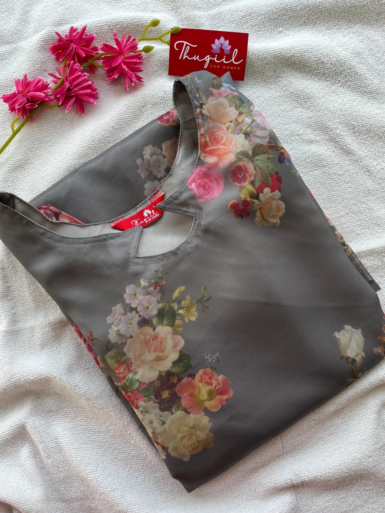 GREY ORGANZA KURTA