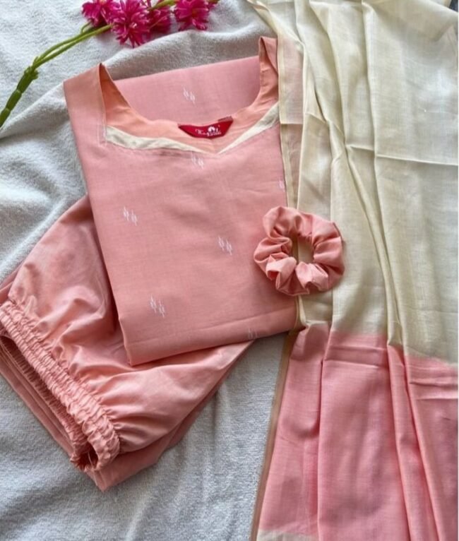 TKS018 Babypink Butter Silk Kurta Set