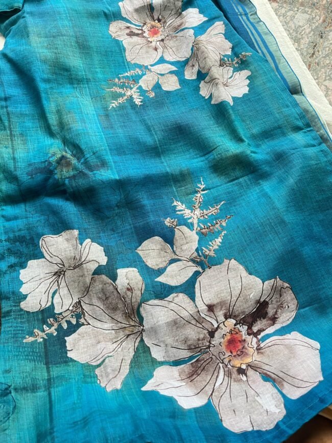 TKS019 Peacock linen cotton kurta set - Image 6