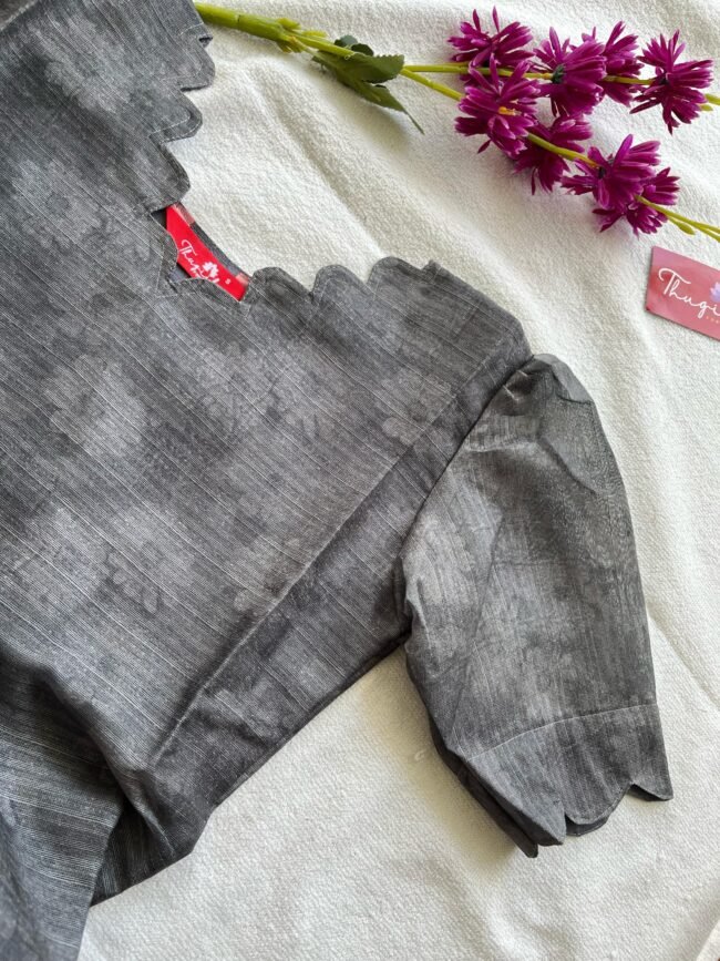 TKS023 Grey Jute Kurta Set - Image 4