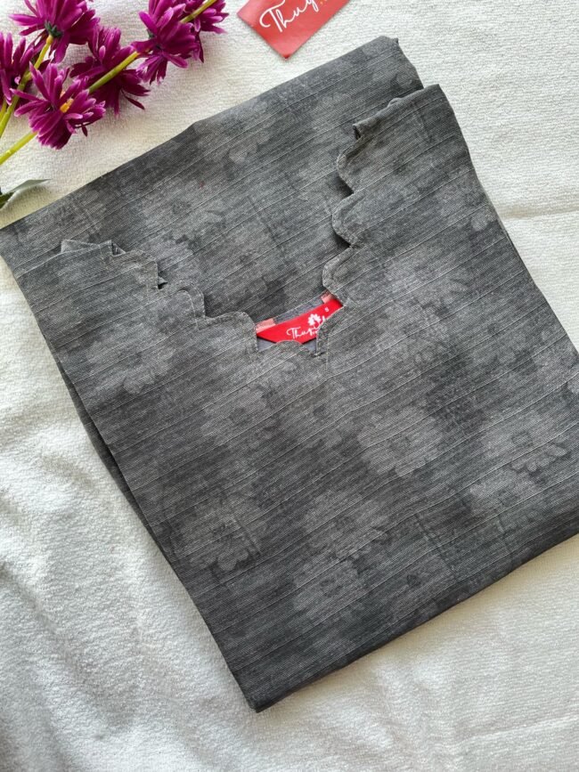 TKS023 Grey Jute Kurta Set - Image 3