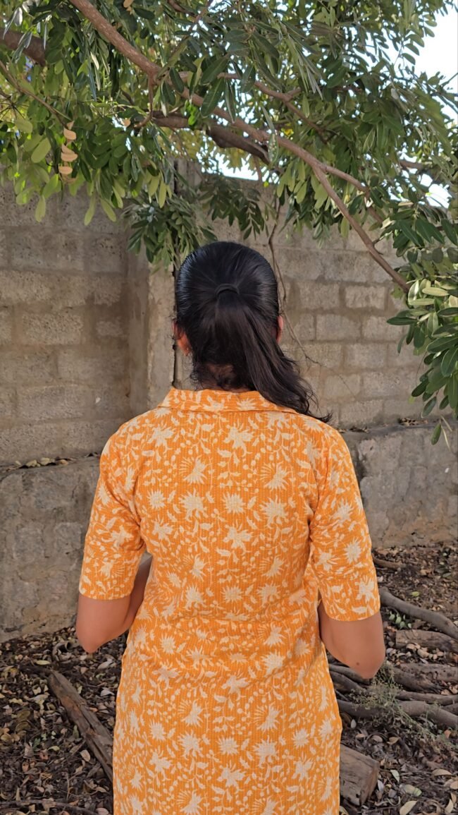 TCD004 Mustard yellow cotton kurta set - Image 4
