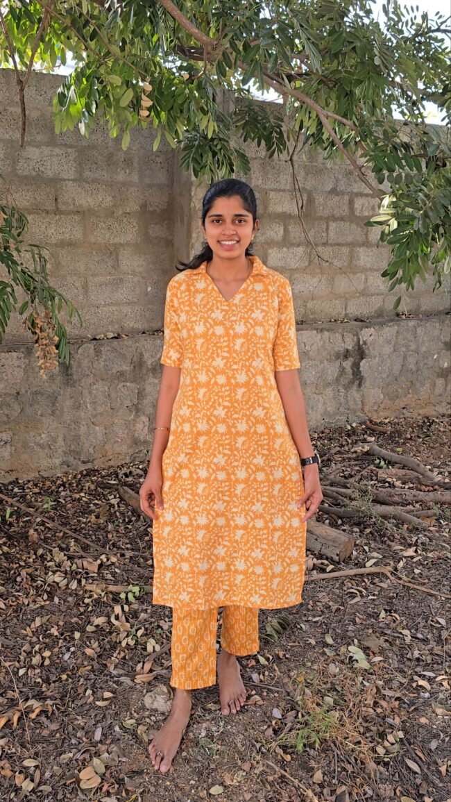TCD004 Mustard yellow cotton kurta set - Image 6