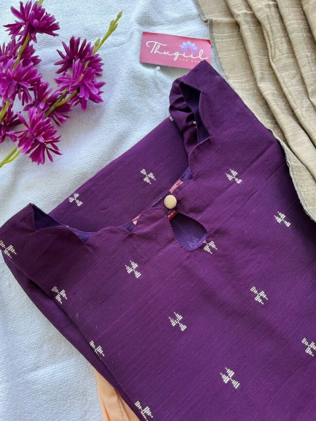 TKS039 Dark purple raw silk kurta set