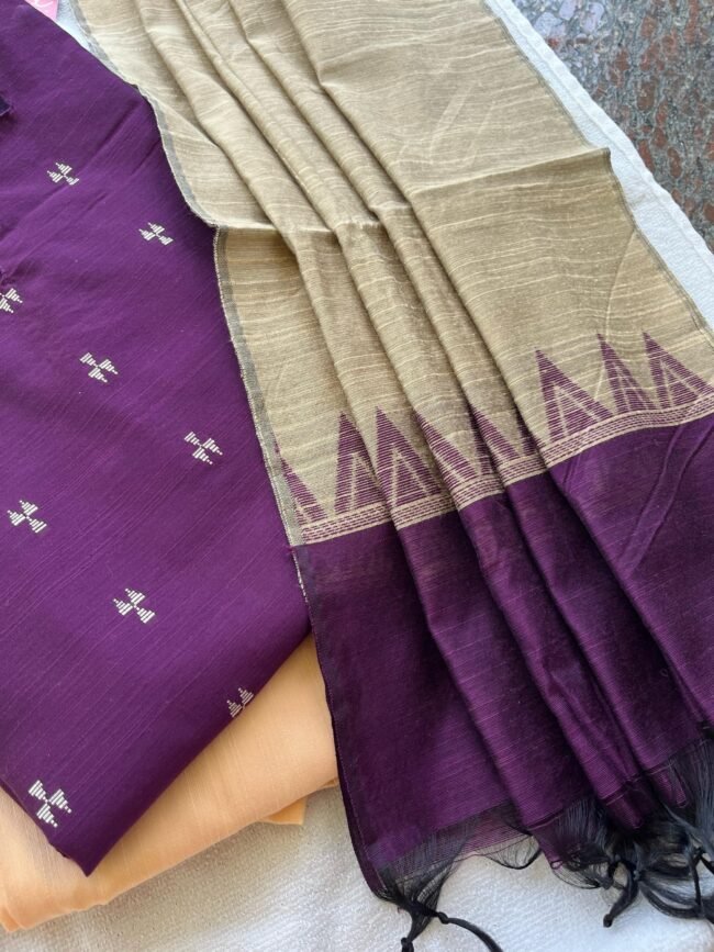 TKS039 Dark purple raw silk kurta set - Image 6