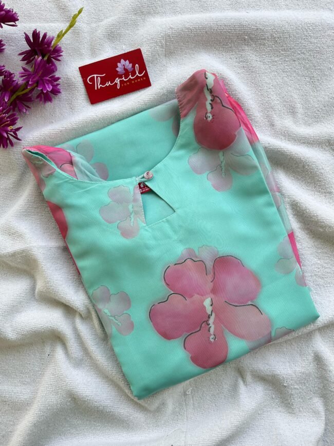 TK010 Hibiscus Organza kurta - Image 2