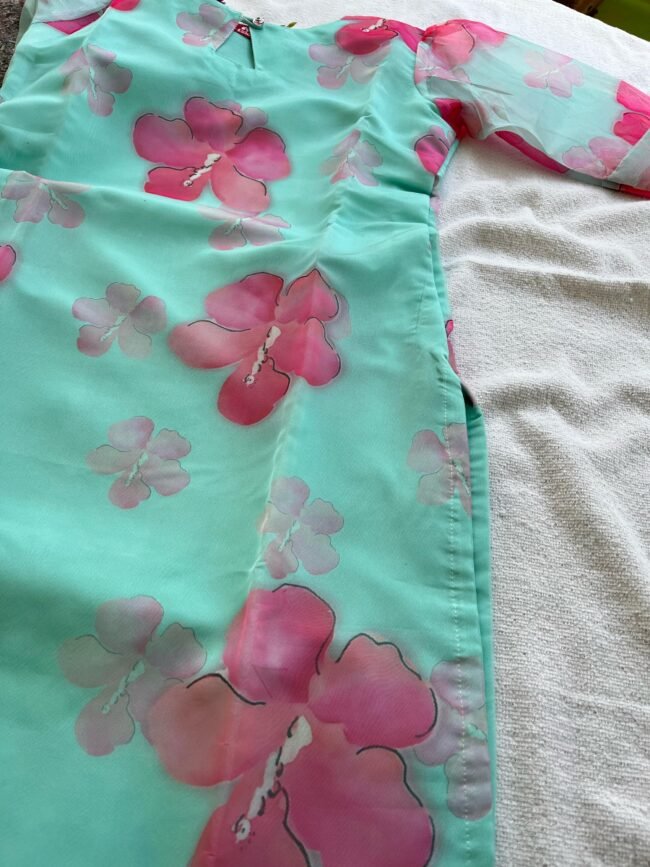 TK010 Hibiscus Organza kurta - Image 5