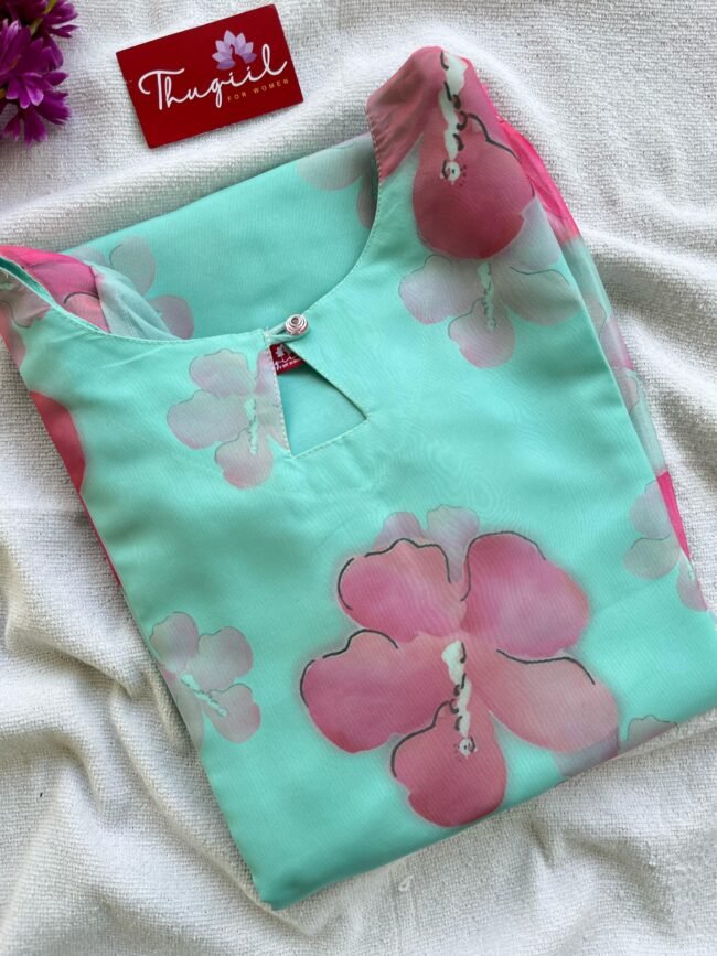 TK010 Hibiscus Organza kurta