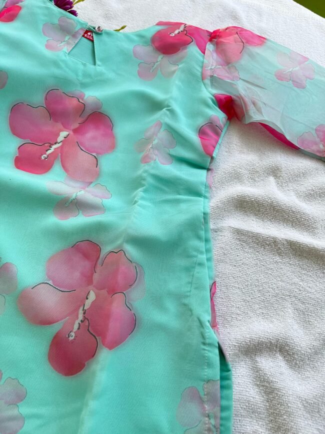 TK010 Hibiscus Organza kurta - Image 4