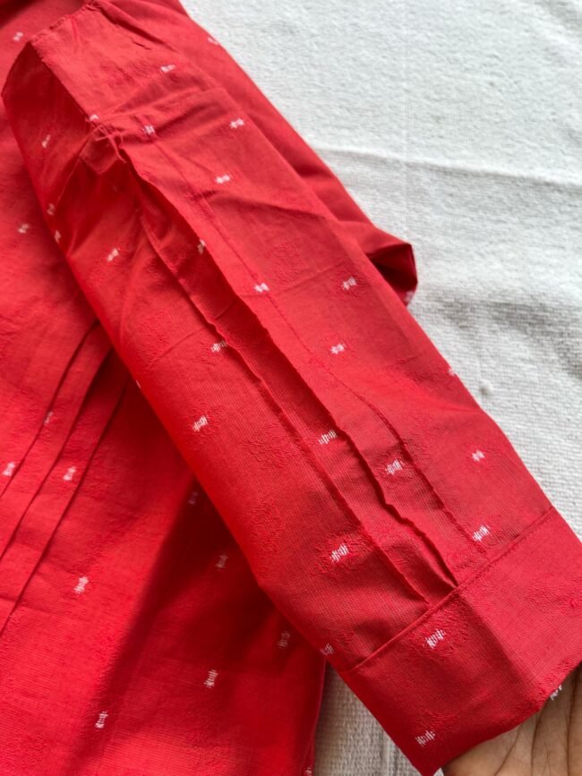 TKS042 Cherry Red Silk Kurta set - Image 4